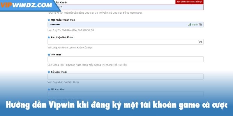 Hướng dẫn Vipwin khi đăng ký một tài khoản game chơi cá cược